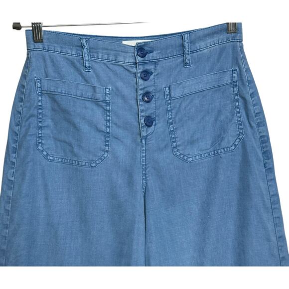 Level99 Playful Light Blue Wide-Leg High Waisted Size 28 Linen/Lyocell Blend - Picture 4 of 8